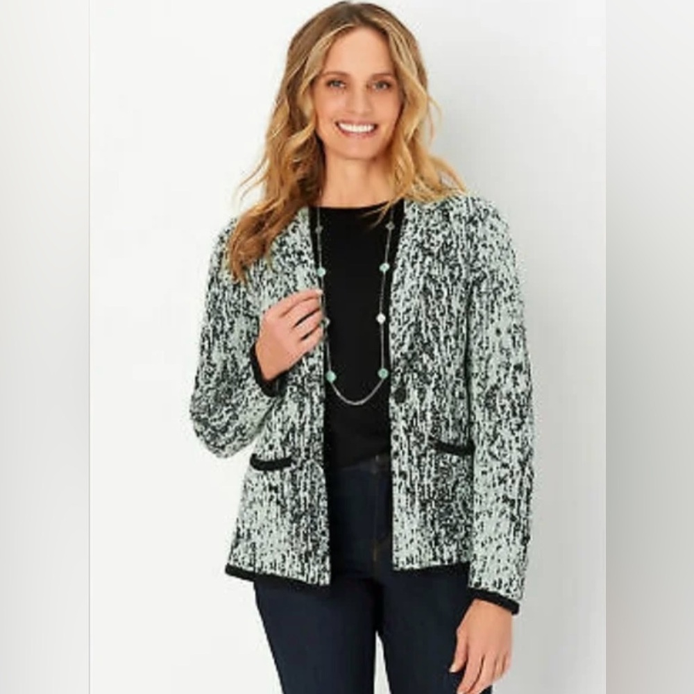 Christopher & Banks Knit Blazer  - black and mint green